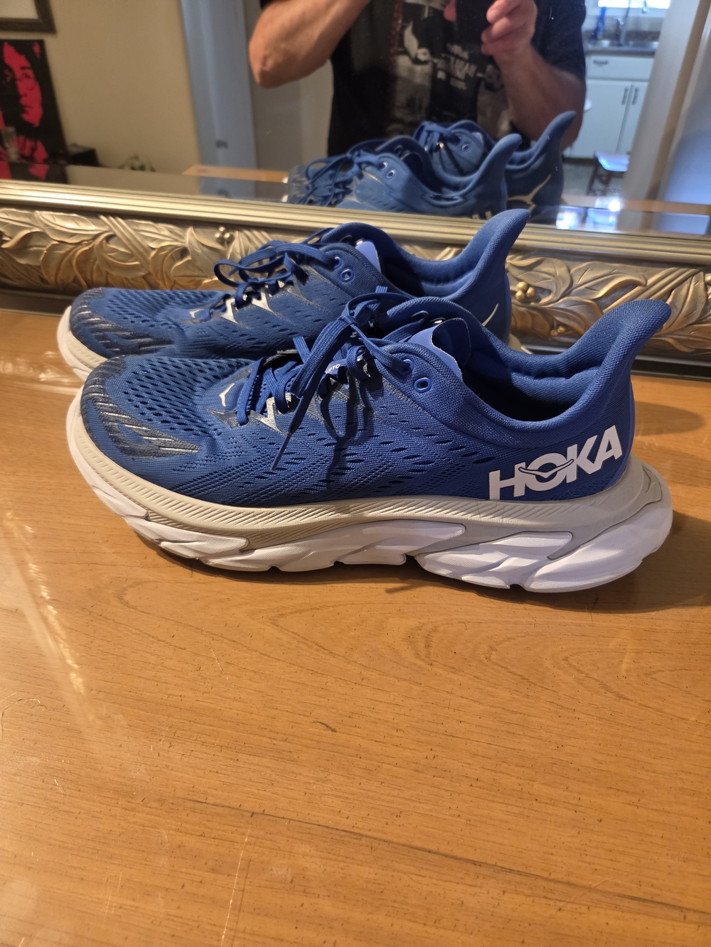 HOKA Mens "Clifton"  Blue Running Sneakers